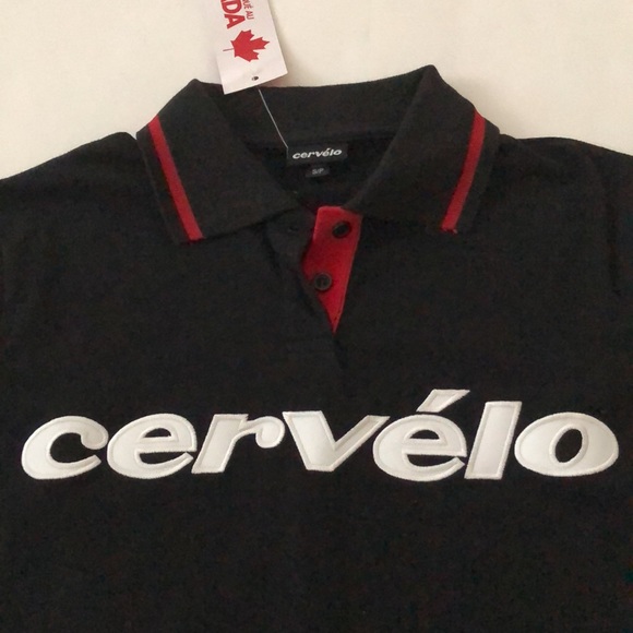 Cervelo S/P Polo Black White w Red Detail short sleeve Logo Front Back Excellent - Picture 3 of 13